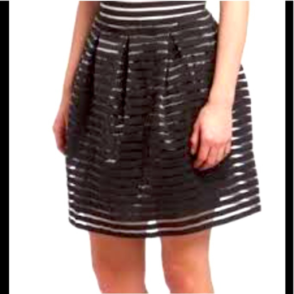 ANGL Black Pleated Mini Skirt Stripes All Around - Picture 1 of 12